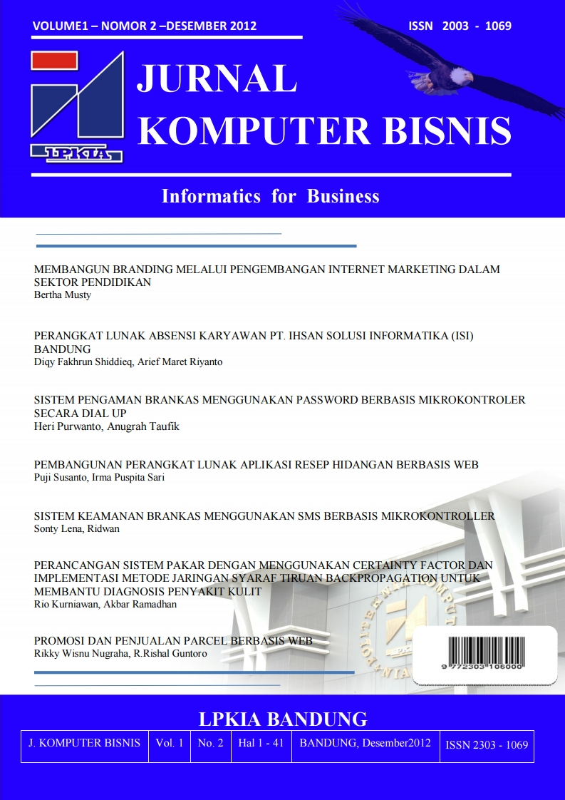 Vol 1 No 2 (2012): Jurnal Komputer Bisnis