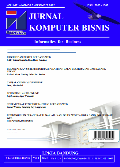 Vol 1 No 3 (2012): Jurnal Komputer Bisnis