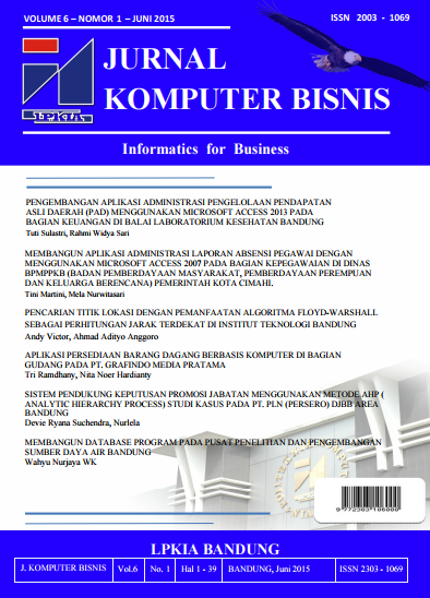 Vol 6 No 1 (2015): Jurnal Komputer Bisnis