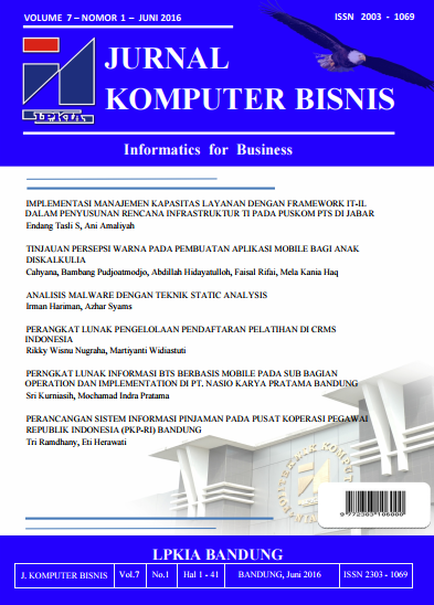 Vol 7 No 1 (2016): Jurnal Komputer Bisnis