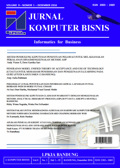 Vol 9 No 1 (2016): Jurnal Komputer Bisnis