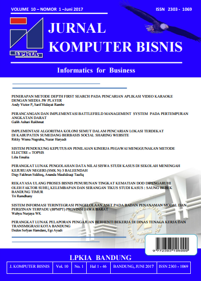 Vol 10 No 1 (2017): Jurnal Komputer Bisnis