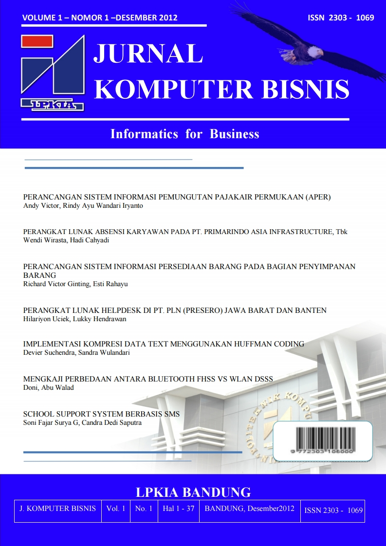 Vol 1 No 1 (2012): Jurnal Komputer Bisnis