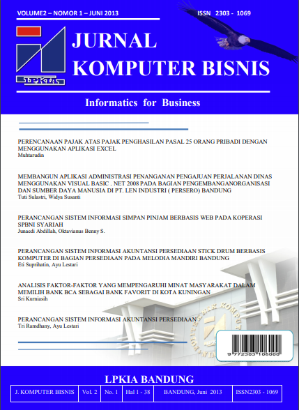 Vol 2 No 1 (2013): Jurnal Komputer Bisnis