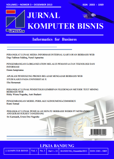 Vol 3 No 1 (2013): Jurnal Komputer Bisnis