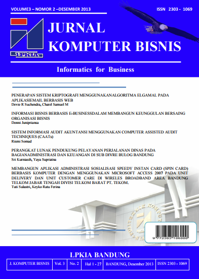 Vol 3 No 2 (2013): Jurnal Komputer Bisnis