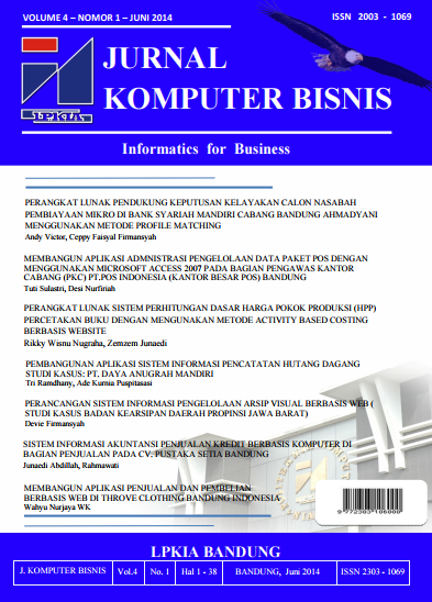 Vol 4 No 1 (2014): Jurnal Komputer Bisnis